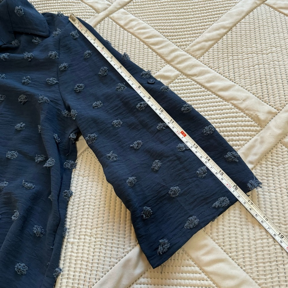 2/$10 NEW Womens Swimsuit Beach Cover up Blue Shirt Dress Swiss dots Sz S - Picture 7 of 8